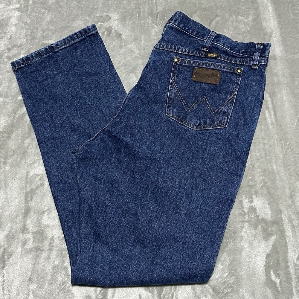 Wrangler 47MWZ Regular Fit Dark Wash Jeans Mens Size 42 X 34 Blue Cowboy Western